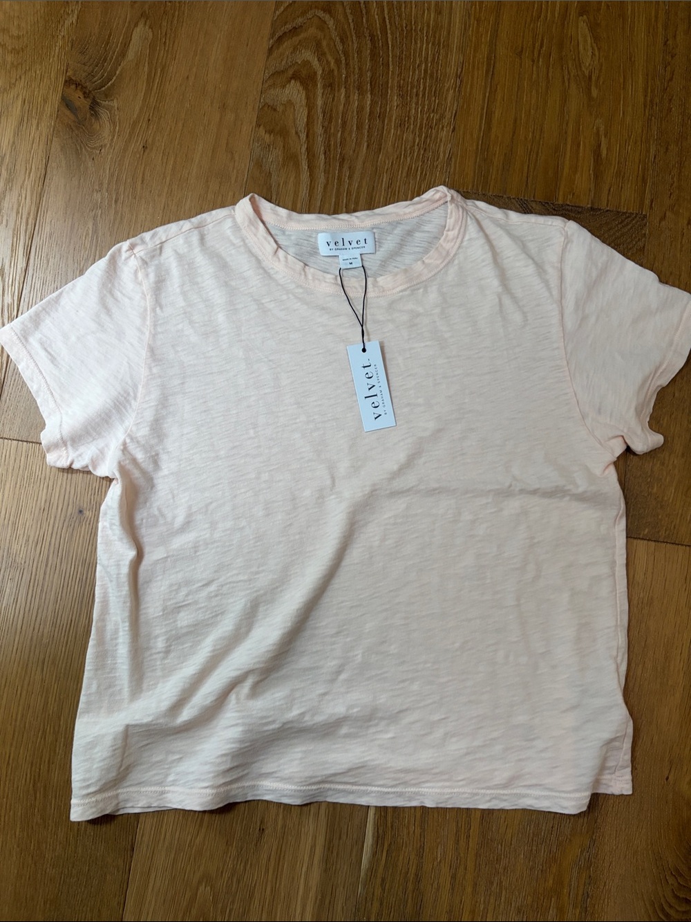 NWT Velvet by Graham & Spencer Pale Blush Short Sleeve Crewneck Tee